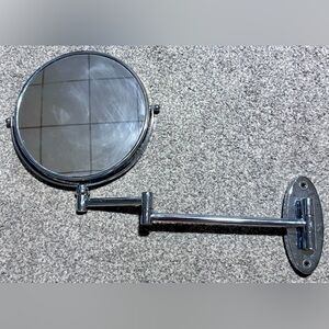 Chrome Wall-Mount Double-Sided Flip-Up and Down Extendable Makeup Mirror -Silver